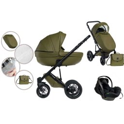 Mama Kiddies Max 500 3 az 1-ben multifunkciós babakocsi oliva színben kiegészítőkkel + Ajándék