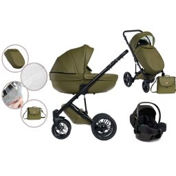 Mama Kiddies Max 500 3az1-ben multifunkciós babakocsi oliva színben kiegészítőkkel + Ajándék