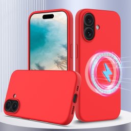 RUBBER MAGSAFE Szilikon borítás Apple iPhone 16 piroshoz