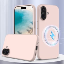 RUBBER MAGSAFE Szilikon huzat Apple iPhone 16 világos rózsaszínhez