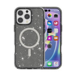 GLITTER MAGSAFE Védőburkolat Apple-hoz iPhone 16 Pro Max fekete