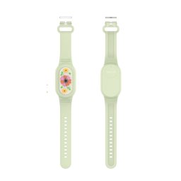 CARTOON Gyermek szilikon szíj a Samsung Galaxy SmartTag 2 készülékhez GREEN FLOWER