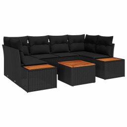 vidaXL Kerti Kanapé Szett 6 db Fekete Poli rattan