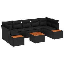 vidaXL Kerti Kanapé Szett 8 db Fekete Poli rattan