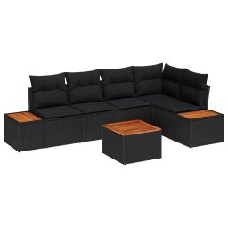 vidaXL Kerti Kanapé Szett 6 db Fekete Poli rattan