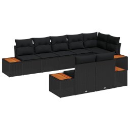 vidaXL Kerti Kanapé Szett 8 db Fekete Poli rattan
