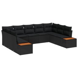 vidaXL Kerti Kanapé Szett 9 db Fekete Poli rattan