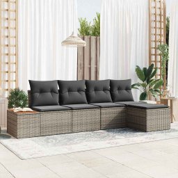 vidaXL Kerti Kanapé Szett 6 db 5-Ülőhelyek száma Szürke Polyrattan