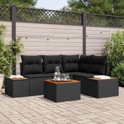 vidaXL Kerti Kanapé Szett 4 db 4-Ülőhelyek száma Fekete Polyrattan