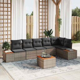 vidaXL Kerti Kanapé Szett 6 db 6-Ülőhelyek száma Szürke Polyrattan