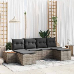 vidaXL Kerti Kanapé Szett 6 db Szürke Poly Rattan