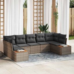 vidaXL Kerti Kanapé Szett 7 db 7-Ülőhelyek száma Szürke Polyrattan