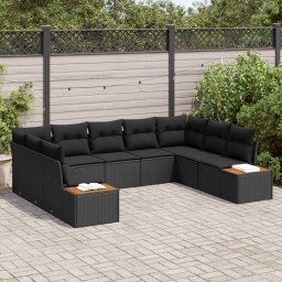 vidaXL Kerti Kanapé Szett 5 db 9-Ülőhelyek száma Fekete Polyrattan