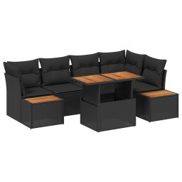 vidaXL Kerti Kanapé Szett 10 db Fekete Poli rattan