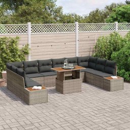 vidaXL Kerti Kanapé Szett 11 db Szürke Poli rattan