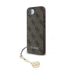 GUESS 4G CHARMS műanyag telefonvédő (textil hátlap, telefondísz) BARNA Apple iPhone 16e
