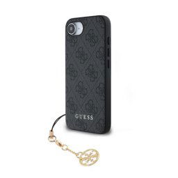 GUESS 4G CHARMS műanyag telefonvédő (textil hátlap, telefondísz) SÖTÉTSZÜRKE Apple iPhone 16e