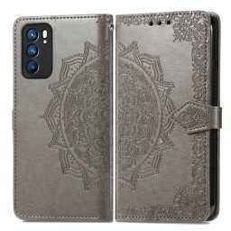 ART Pénztárca borító Oppo Reno6 5G ORNAMENT szürke