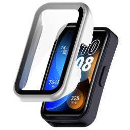 PC FULL COVER Műanyag borítás üveggel a Huawei szalaghoz 8 / 9 ezüst