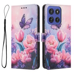 ART Pénztárca tok Motorola Edge 60 / Edge 60 Fusion PINK FLOWER készülékhez