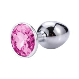 Sunfo - fém anál plug pink kővel (ezüst)