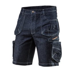 NEO TOOLS Farmer Rövid munkásnadrág, DENIM, cipzáros oldalzsebekkel, 98% pamut, 410g/m2, L 81-279-L
