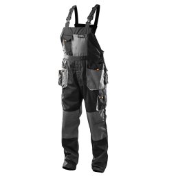 NEO TOOLS Kantáros Munkásnadrág, HD, L/52 65% poliészter, 35% pamut, 267g/m2, térdprotektor zseb, fényvisszaverő, L 81-240-L