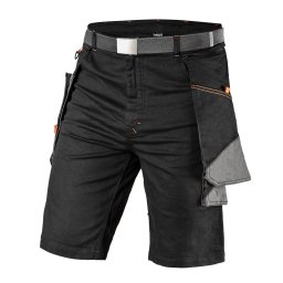 NEO TOOLS Karcsúsított(slim fit) Rövid munkásnadrág, 60% pamut, 37% polyester, 3% elastane, 285 g/m2, övvel, XXXL 81-278-XXXL