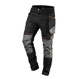 NEO TOOLS Karcsúsított(slim fit), Munkásnadrág, HD, 60% pamut, 37% polyester, 285 g/m2, lecsatolható szerszámzsebek, M 81-239-M