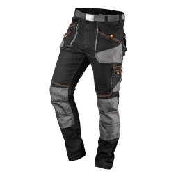 NEO TOOLS Karcsúsított(slim fit), Munkásnadrág, HD, 60% pamut, 37% polyester, 3% elastane, 285 g/m2, övvel, XL 81-238-XL