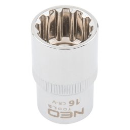 NEO TOOLS Dugókulcs 16mm, 1/2", SPLINE 25 év garanciával 08-588