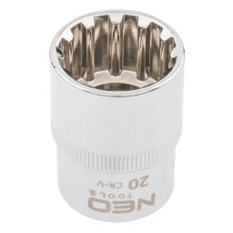 NEO TOOLS Dugókulcs 20mm, 1/2", SPLINE 25 év garanciával 08-592