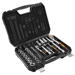 NEO TOOLS Dugókulcskészlet + bitkészlet 1/2", 1/4", 73db 25 év garanciával 10-054