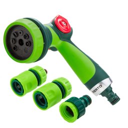 VERTO Öntözőpisztoly csatlakozókkal 1/2", 4db, hüvelykujj szabályozás 15G712