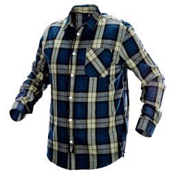 NEO TOOLS Flanel munkaing, kék-oliva-fekete, 100% pamut, L 81-541-L