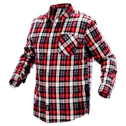 NEO TOOLS Flanel munkaing, piros-fekete-fehér, 100% pamut, L 81-540-L
