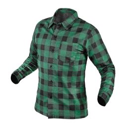 NEO TOOLS Flanel munkaing, zöld-fekete, 100% pamut, L 81-546-L