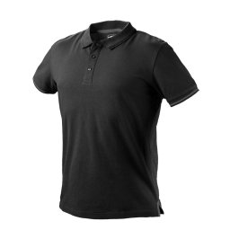 NEO TOOLS Munkavédelmi póló, galléros, DENIM, fekete, pique, 100% pamut, 196g/m2, L 81-659-L