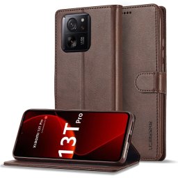 IMEEKE Wallet tok Xiaomi 13T / 13T Pro készülékhez sötétbarna