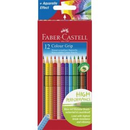 FABER-CASTELL Színes ceruza készlet, háromszögletű, FABER-CASTELL "Grip 2001", 12 különböző szín