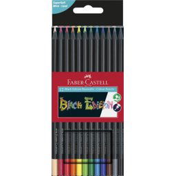 FABER-CASTELL Színes ceruza készlet, háromszögletű, FABER-CASTELL "Black Edition", 12 különböző szín