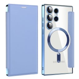 PREMIUM MAGSAFE Flip tok Samsung Galaxy S24 Ultra 5G telefonhoz világoskék