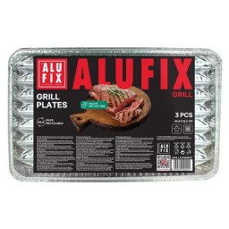 ALUFIX Grilltálca, 34,5x22,5 cm, négyszögletű, 3 db, ALUFIX