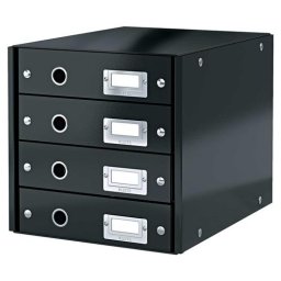 LEITZ Irattároló, laminált karton, 4 fiókos, LEITZ "Click&Store", fekete
