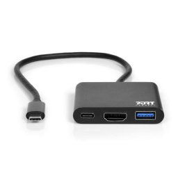PORT HUB USB-C, HDMI 1X 4K USB-A USB-C, fekete