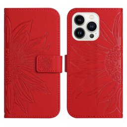ART SUN FLOWER pénztárca tok pánttal Apple iPhone 15 Pro piros