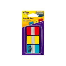 3M POSTIT Jelölőcímke, műanyag, megerősített, 3x22 lap, 25x38 mm, 3M POSTIT, vegyes