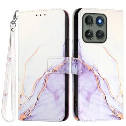 ART MARBLE Pénztárca tok Motorola Edge 60 Pro WHITE PURPLE telefonhoz