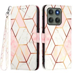 ART MARBLE Pénztárca tok Motorola Edge 60 Pro PINK HEXAGON