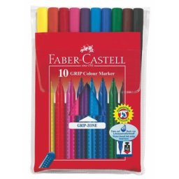FABER-CASTELL Filctoll készlet, háromszögletű, FABER-CASTELL "Grip", 10 különböző szín
